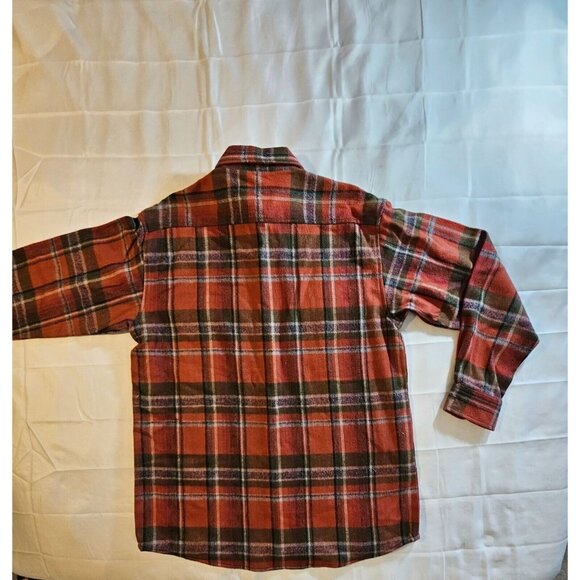 NEW Vintage Williams Bay Heavy Rust Orange Plaid Flannel Pearl Snap Mens M Shirt - Picture 1 of 5